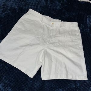 White Vineyard Vines Linen Cotton Blend men’s flat front Golf Yacht Sail shorts
